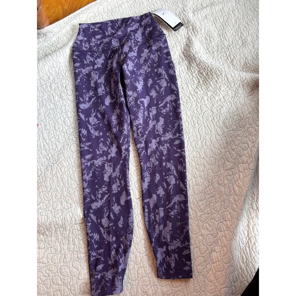 Nike One Dri-FIT Womens High Rise 7/8 Purple Abstract Print Leggings Small